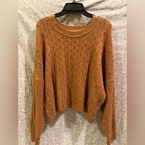 Pink Rose Cable Knit Sweater - Rust